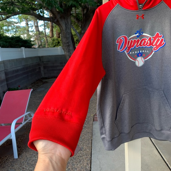 Dynasty Baseball Under Armor hoodie grey and red size XL/TG/EG - Picture 7 of 14